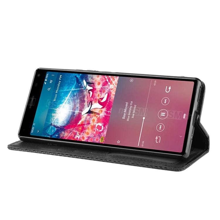 For Sony Xperia 8 Magnetic Buckle Retro Crazy Horse Texture Horizontal Flip Leather Case with Hol...