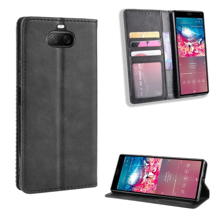 For Sony Xperia 8 Magnetic Buckle Retro Crazy Horse Texture Horizontal Flip Leather Case with Hol...