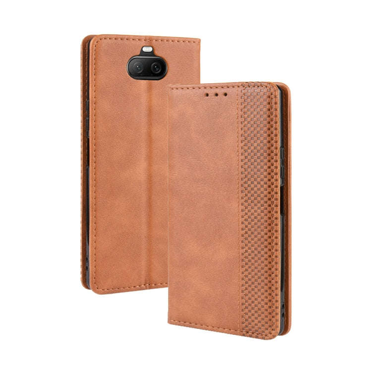 For Sony Xperia 8 Magnetic Buckle Retro Crazy Horse Texture Horizontal Flip Leather Case with Hol...