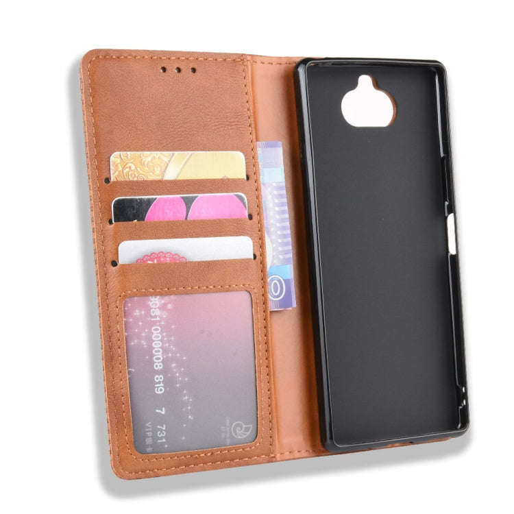 For Sony Xperia 8 Magnetic Buckle Retro Crazy Horse Texture Horizontal Flip Leather Case with Hol...