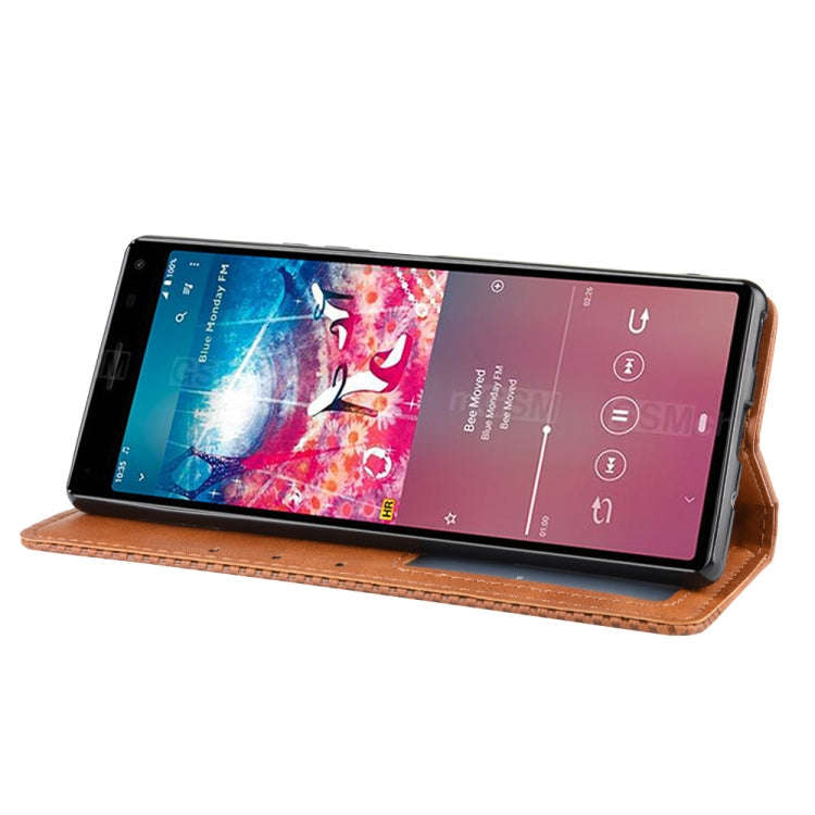 For Sony Xperia 8 Magnetic Buckle Retro Crazy Horse Texture Horizontal Flip Leather Case with Hol...
