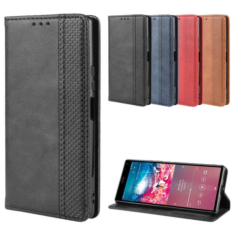 For Sony Xperia 8 Magnetic Buckle Retro Crazy Horse Texture Horizontal Flip Leather Case with Hol...