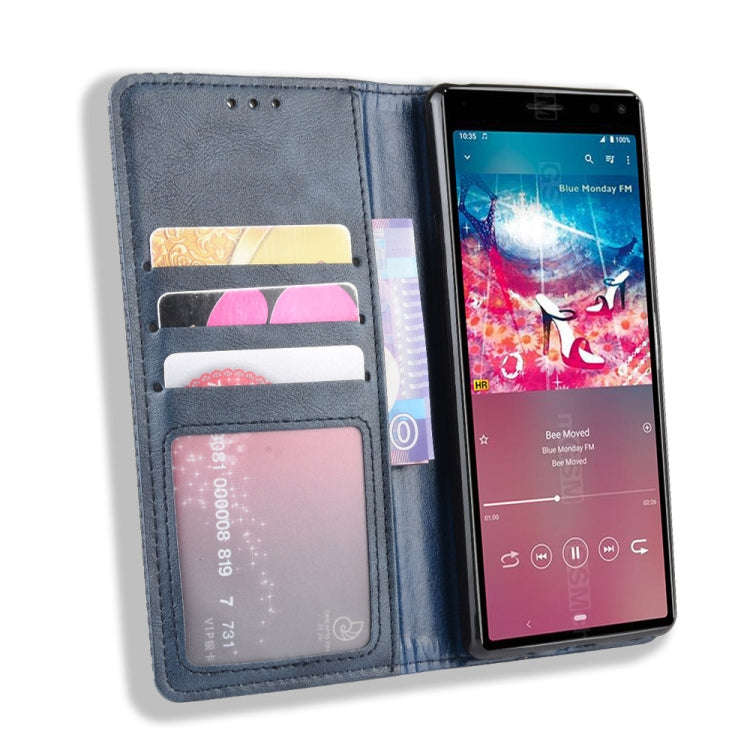 For Sony Xperia 8 Magnetic Buckle Retro Crazy Horse Texture Horizontal Flip Leather Case with Hol...
