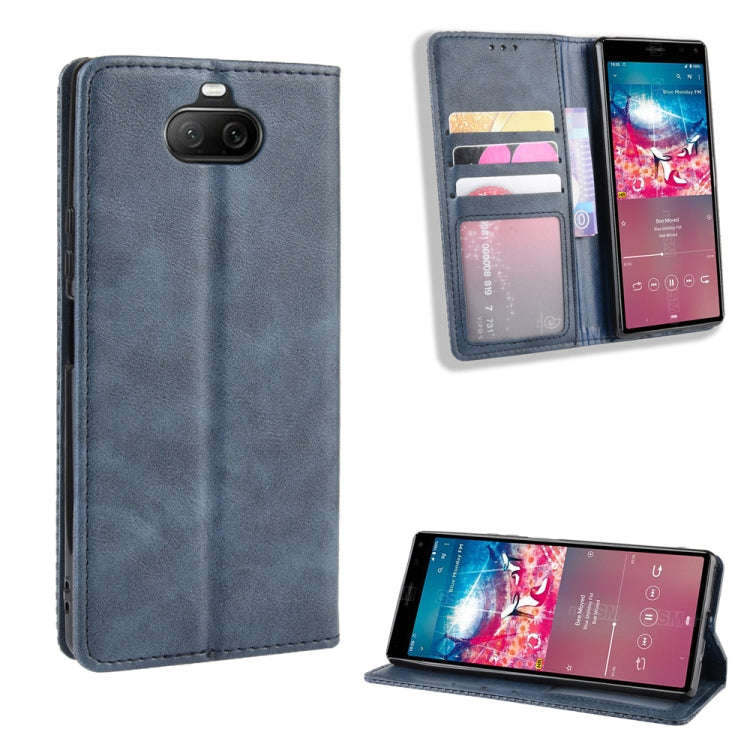 For Sony Xperia 8 Magnetic Buckle Retro Crazy Horse Texture Horizontal Flip Leather Case with Hol...