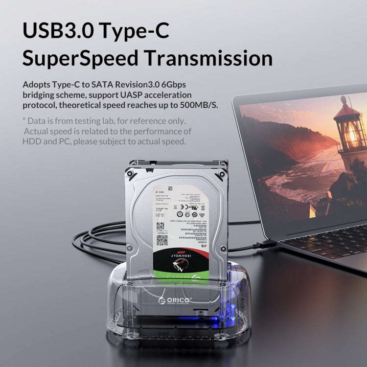 ORICO 6239C3 2.5/3.5inch 2 Bay Transparent Type-C Hard Drive Dock