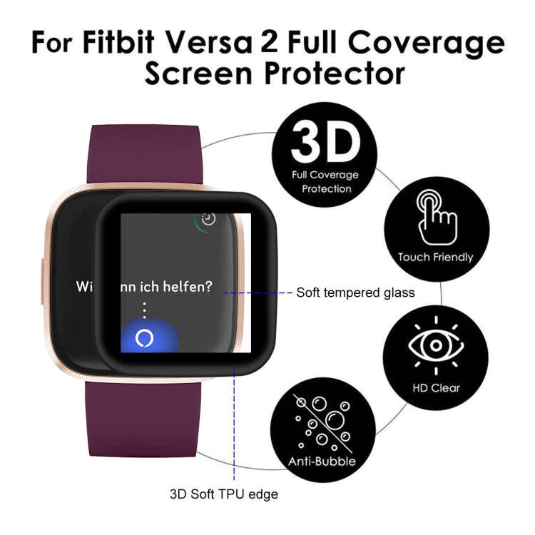 For Fitbit Versa 2 (2019) ENKAY Hat-prince 3D Full Screen Soft TPU Edge + Soft Glass HD Screen Pr...