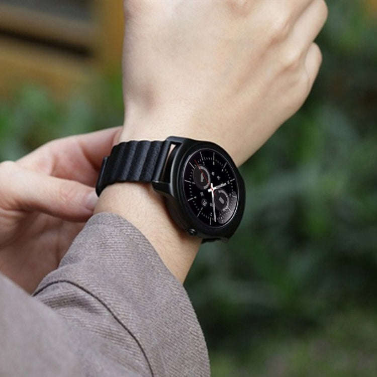 For Samsung Gear S2 / Active2  20mm Magnetic Buckle Leather Watch Band(black)