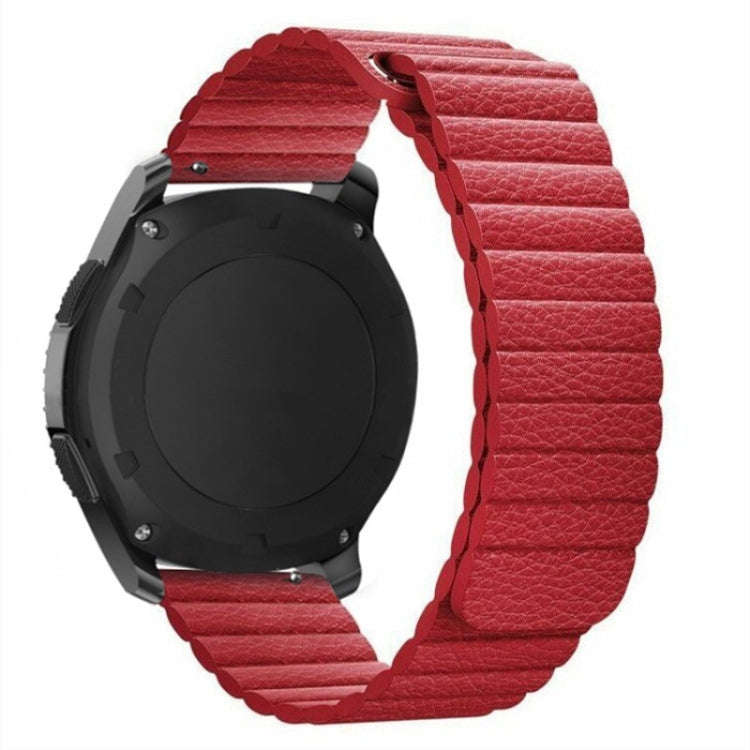 For Samsung Gear S2 / Active2  20mm Magnetic Buckle Leather Watch Band(red)