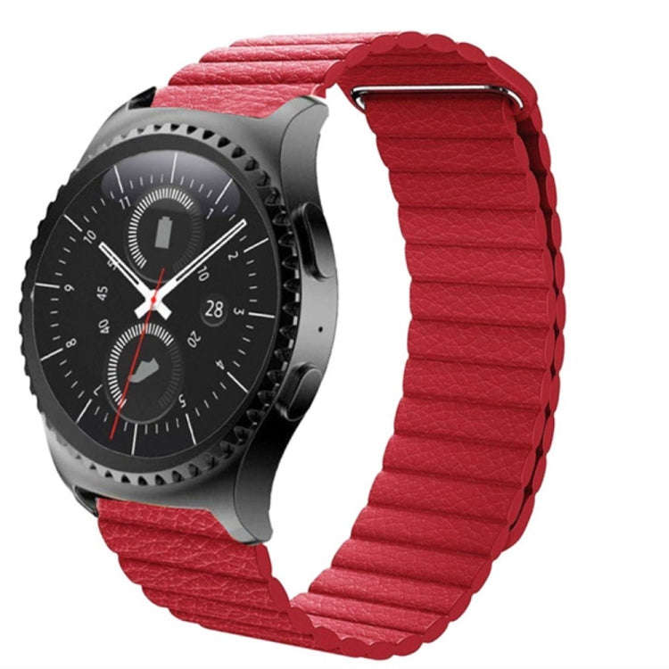 For Samsung Gear S2 / Active2  20mm Magnetic Buckle Leather Watch Band(red)