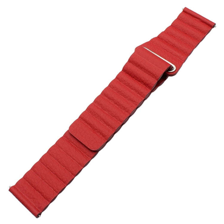 For Samsung Gear S2 / Active2  20mm Magnetic Buckle Leather Watch Band(red)