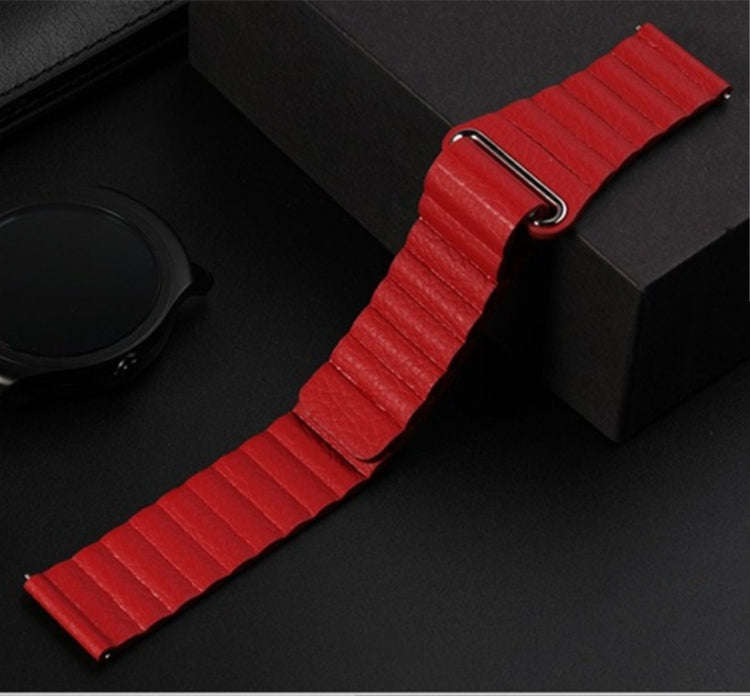 For Samsung Gear S2 / Active2  20mm Magnetic Buckle Leather Watch Band(red)