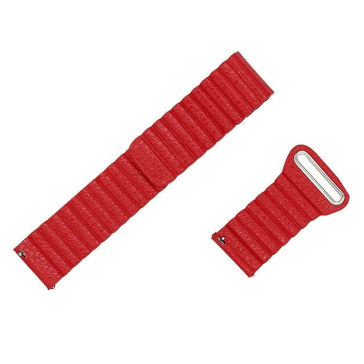 For Samsung Gear S2 / Active2  20mm Magnetic Buckle Leather Watch Band(red)