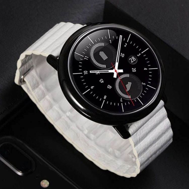 For Samsung Gear S2 / Active2  20mm Magnetic Buckle Leather Watch Band(white)