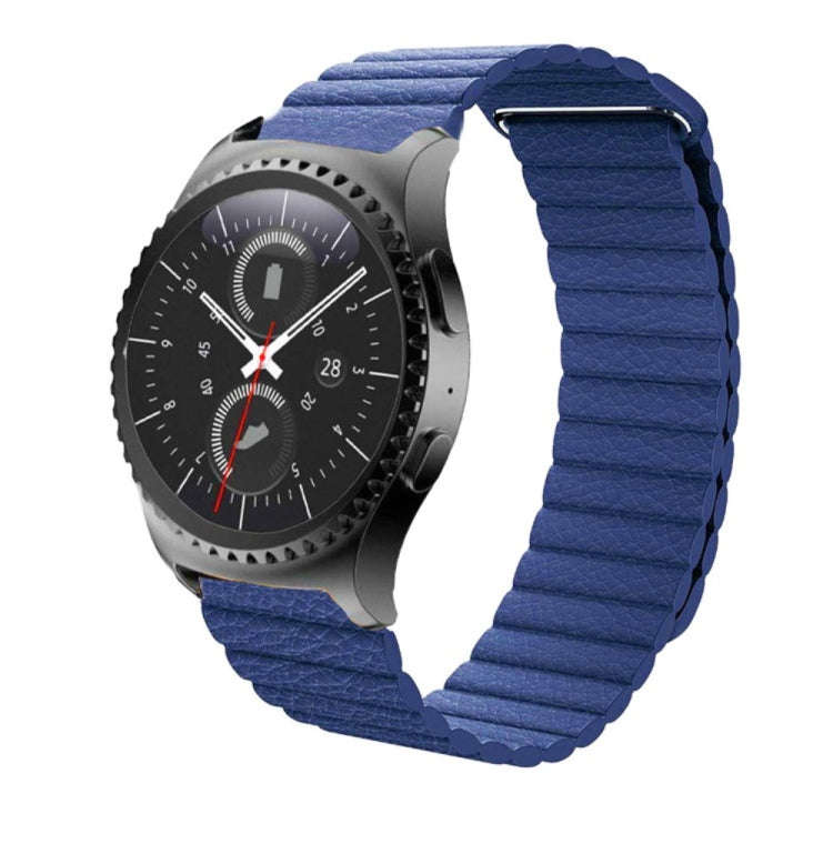 For Samsung Gear S2 / Active2  20mm Magnetic Buckle Leather Watch Band(blue)