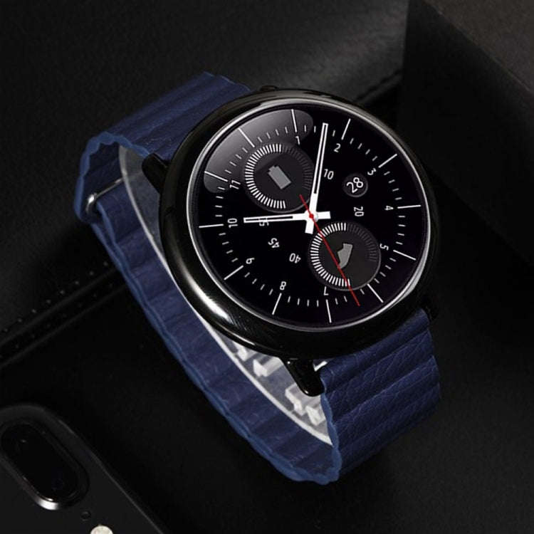 For Samsung Gear S2 / Active2  20mm Magnetic Buckle Leather Watch Band(blue)
