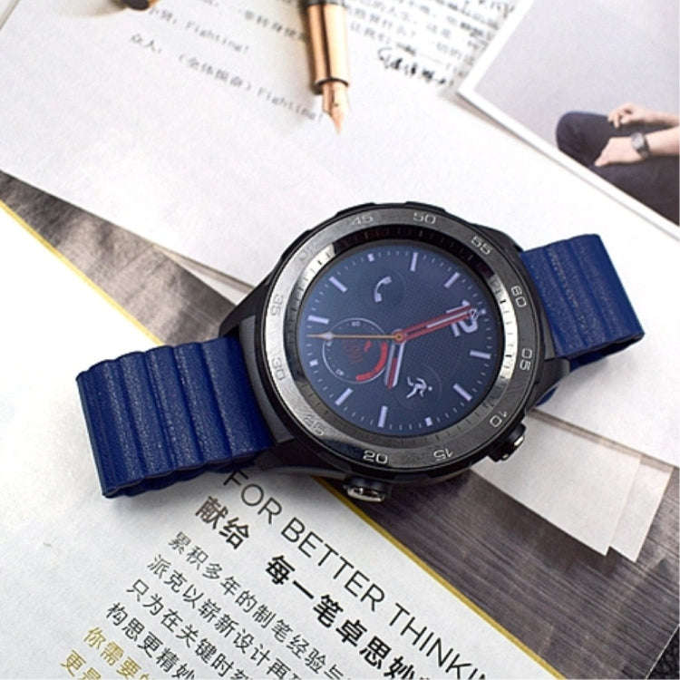 For Samsung Gear S2 / Active2  20mm Magnetic Buckle Leather Watch Band(blue)
