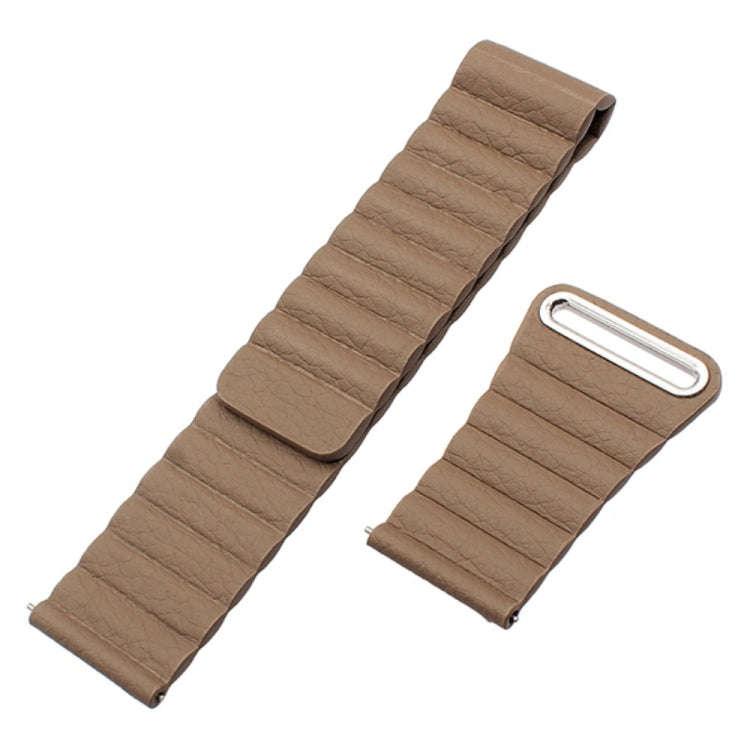 For Samsung Gear S2 / Active2  20mm Magnetic Buckle Leather Watch Band(Dark brown)