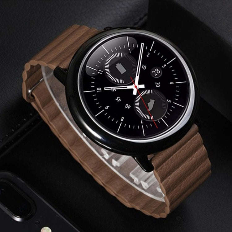 For Samsung Gear S2 / Active2  20mm Magnetic Buckle Leather Watch Band(Dark brown)
