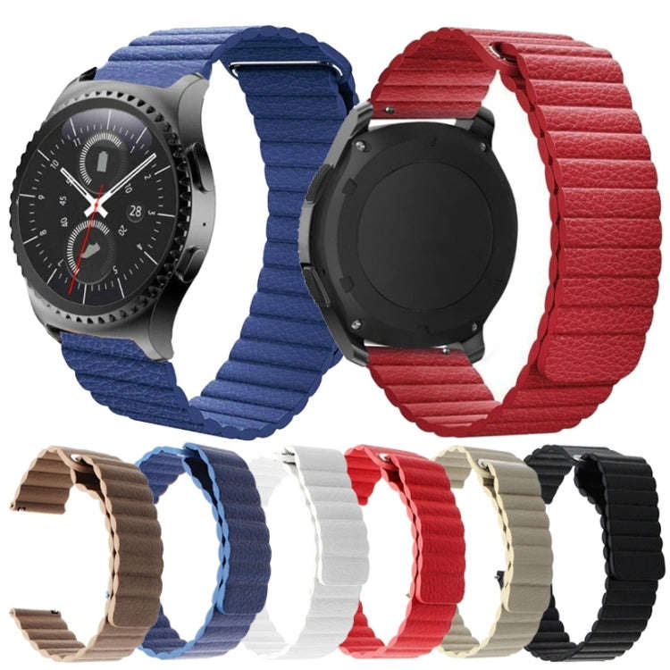 For Samsung Gear S2 / Active2  20mm Magnetic Buckle Leather Watch Band(blue)