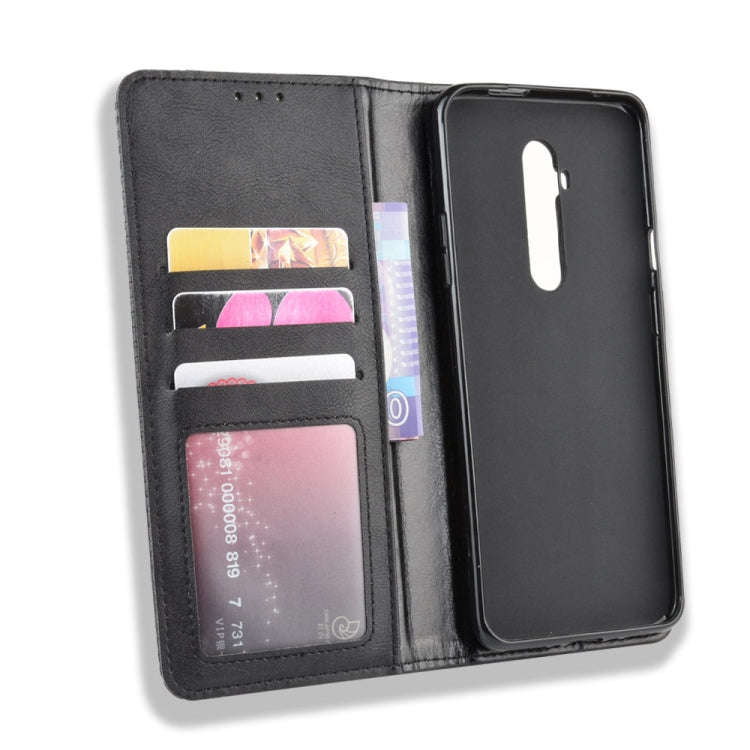 For OnePlus 7T Pro Magnetic Buckle Retro Crazy Horse Texture Leather Phone Case(Black)