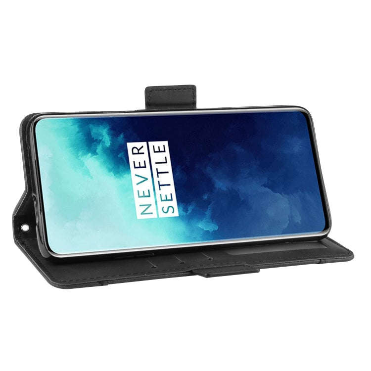For OnePlus 7T Pro Wallet Style Skin Feel Calf Pattern Leather Case with Separate Card Slot(Black)