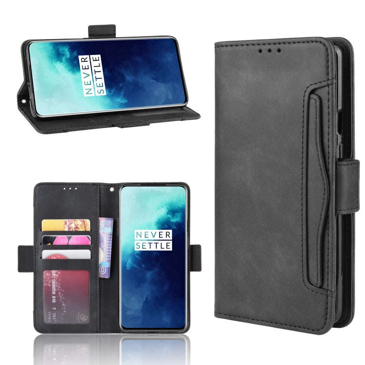 For OnePlus 7T Pro Wallet Style Skin Feel Calf Pattern Leather Case with Separate Card Slot(Black)