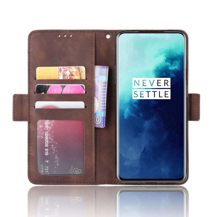 For OnePlus 7T Pro Wallet Style Skin Feel Calf Pattern Leather Case with Separate Card Slot(Brown)