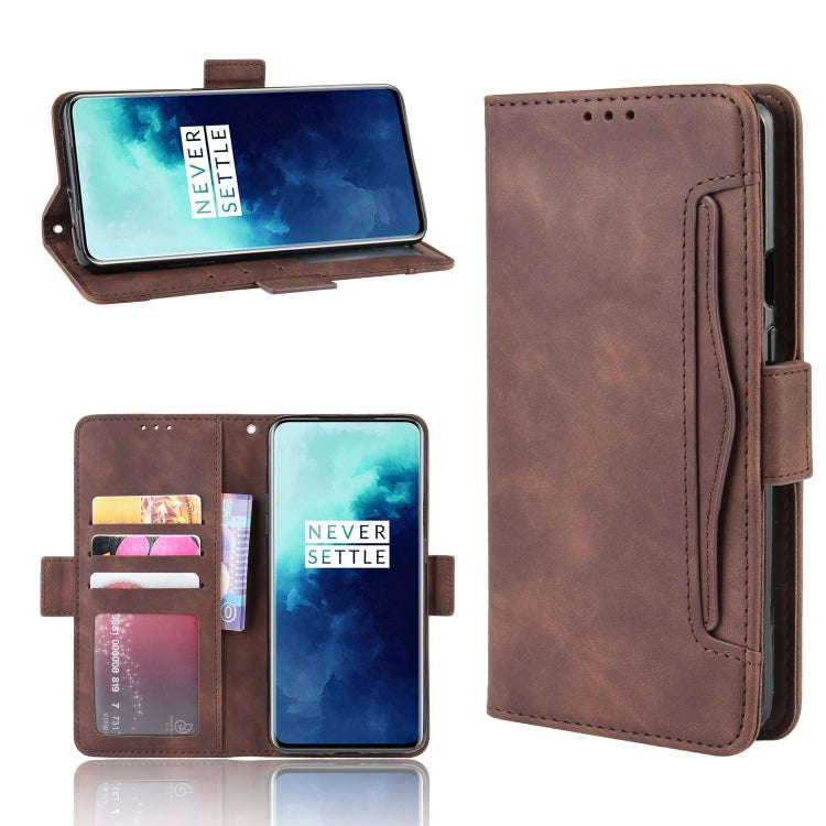 For OnePlus 7T Pro Wallet Style Skin Feel Calf Pattern Leather Case with Separate Card Slot(Brown)