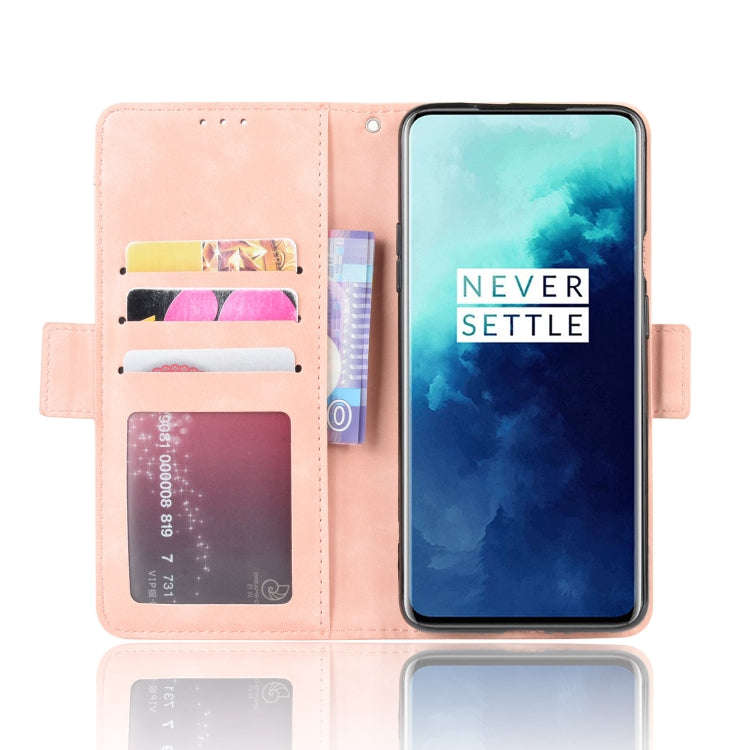 For OnePlus 7T Pro Wallet Style Skin Feel Calf Pattern Leather Case with Separate Card Slot(Pink)