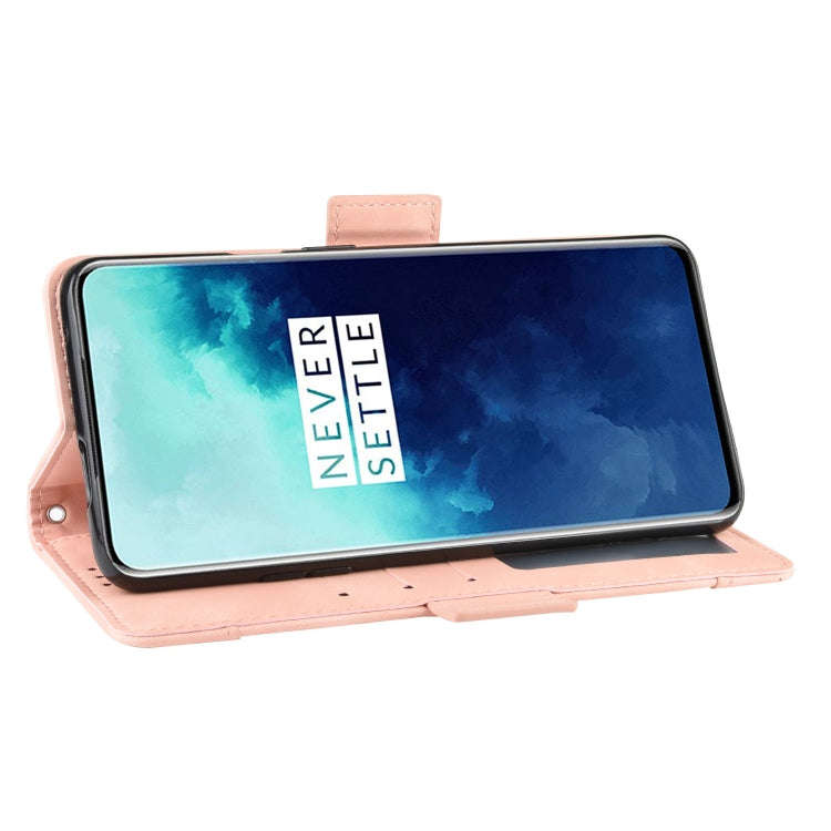 For OnePlus 7T Pro Wallet Style Skin Feel Calf Pattern Leather Case with Separate Card Slot(Pink)