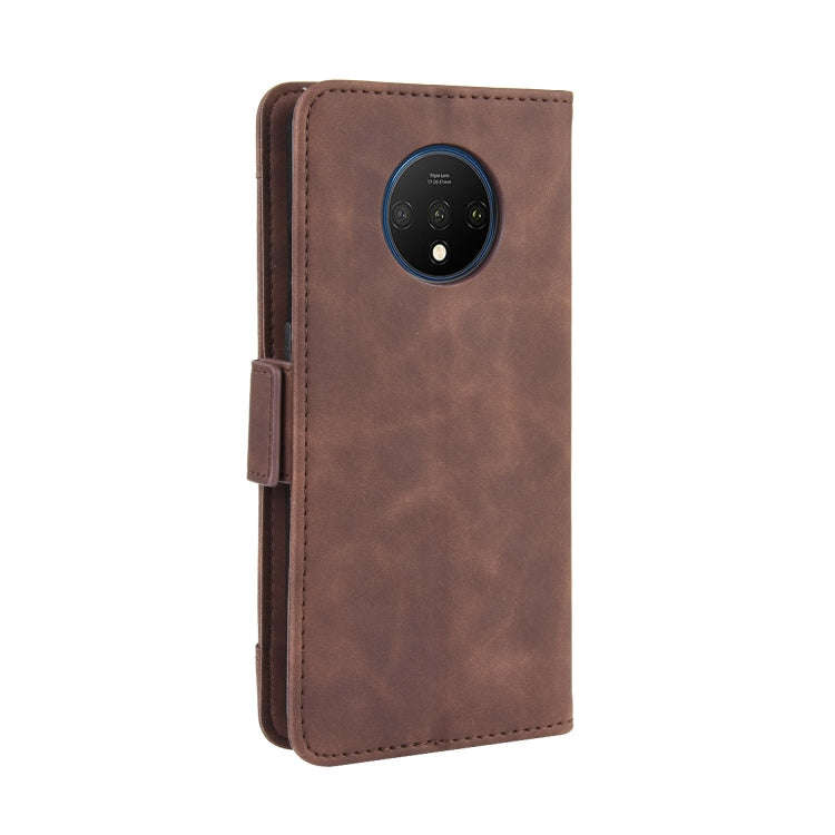 For OnePlus 7T Wallet Style Skin Feel Calf Pattern Leather Case with Separate Card Slot(Brown)