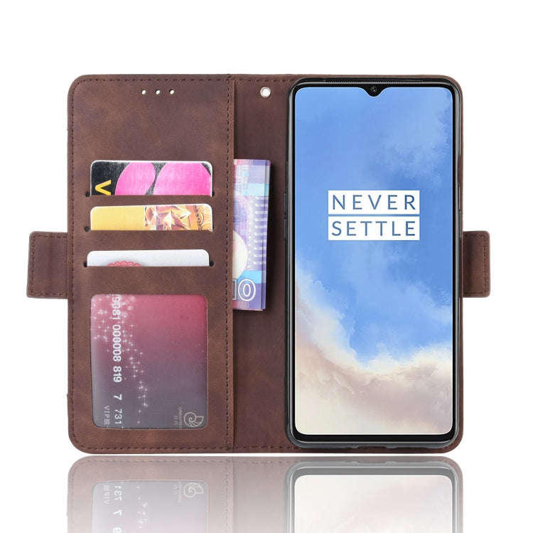 For OnePlus 7T Wallet Style Skin Feel Calf Pattern Leather Case with Separate Card Slot(Brown)
