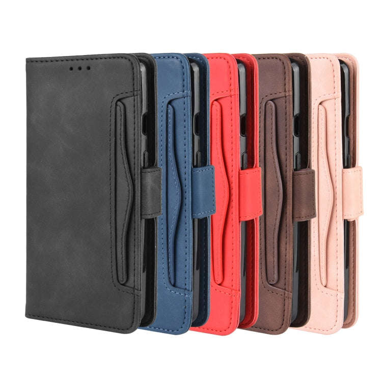 For OnePlus 7T Wallet Style Skin Feel Calf Pattern Leather Case with Separate Card Slot(Blue)
