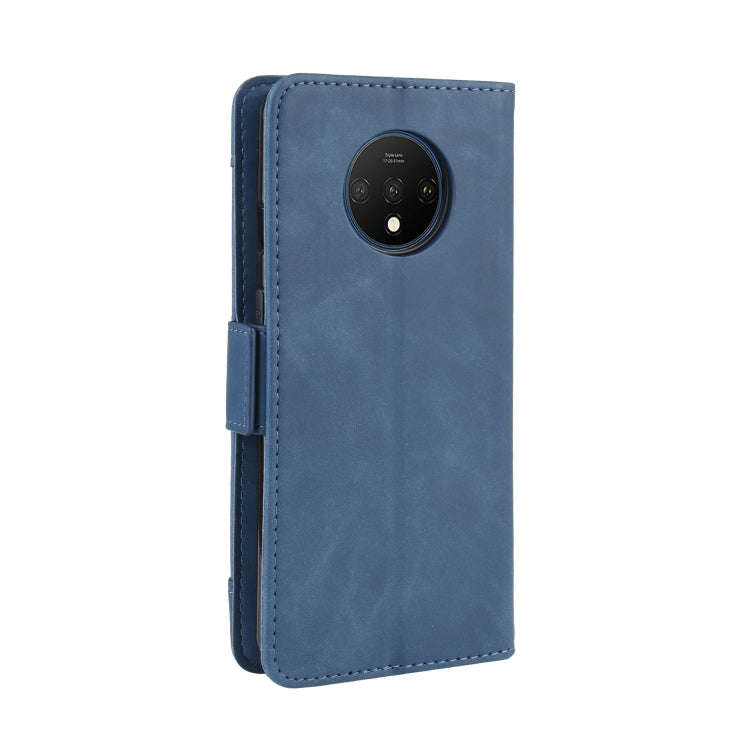 For OnePlus 7T Wallet Style Skin Feel Calf Pattern Leather Case with Separate Card Slot(Blue)