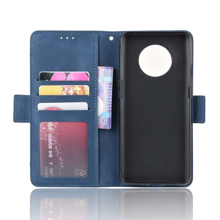 For OnePlus 7T Wallet Style Skin Feel Calf Pattern Leather Case with Separate Card Slot(Blue)