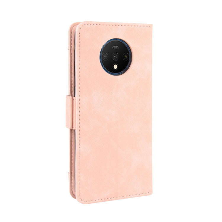 For OnePlus 7T Wallet Style Skin Feel Calf Pattern Leather Case with Separate Card Slot(Pink)