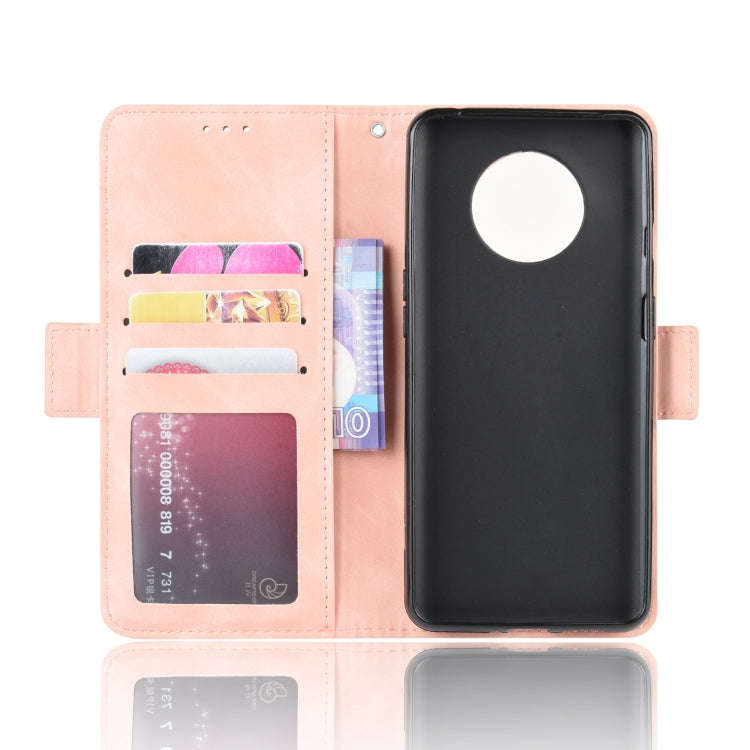 For OnePlus 7T Wallet Style Skin Feel Calf Pattern Leather Case with Separate Card Slot(Pink)