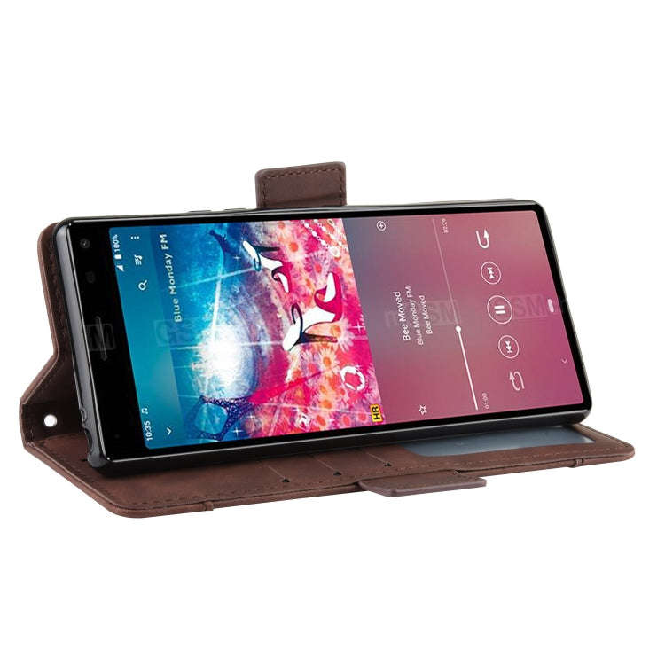 For Sony Xperia 8 Wallet Style Skin Feel Calf Pattern Leather Case with Separate Card Slot(Brown)