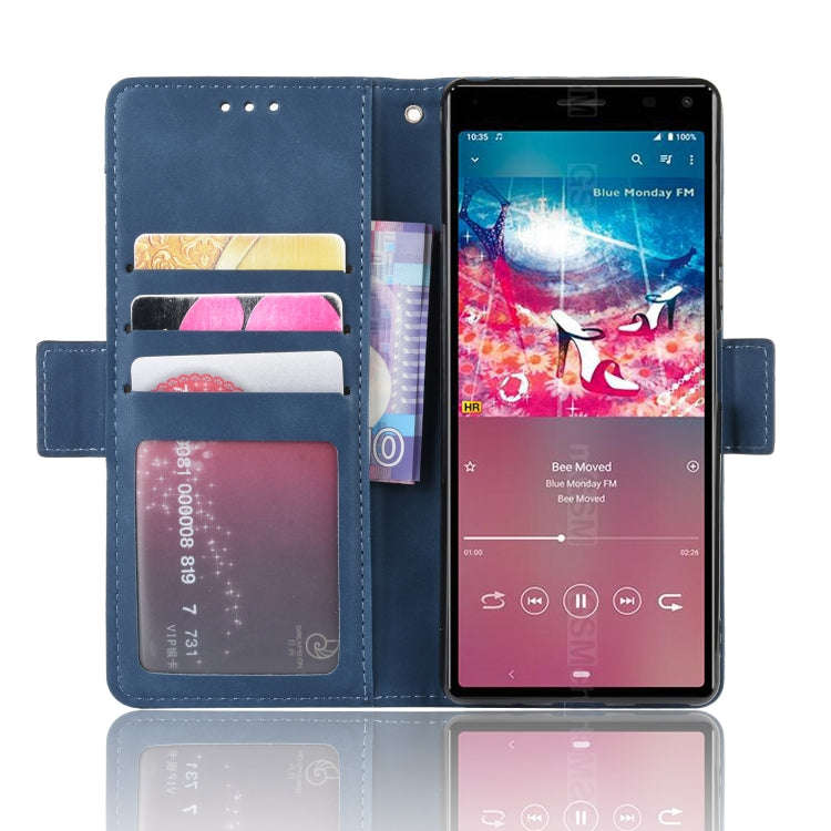 For Sony Xperia 8 Wallet Style Skin Feel Calf Pattern Leather Case with Separate Card Slot(Blue)