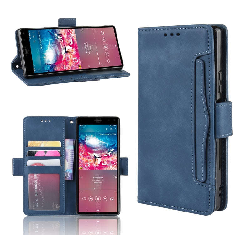 For Sony Xperia 8 Wallet Style Skin Feel Calf Pattern Leather Case with Separate Card Slot(Blue)