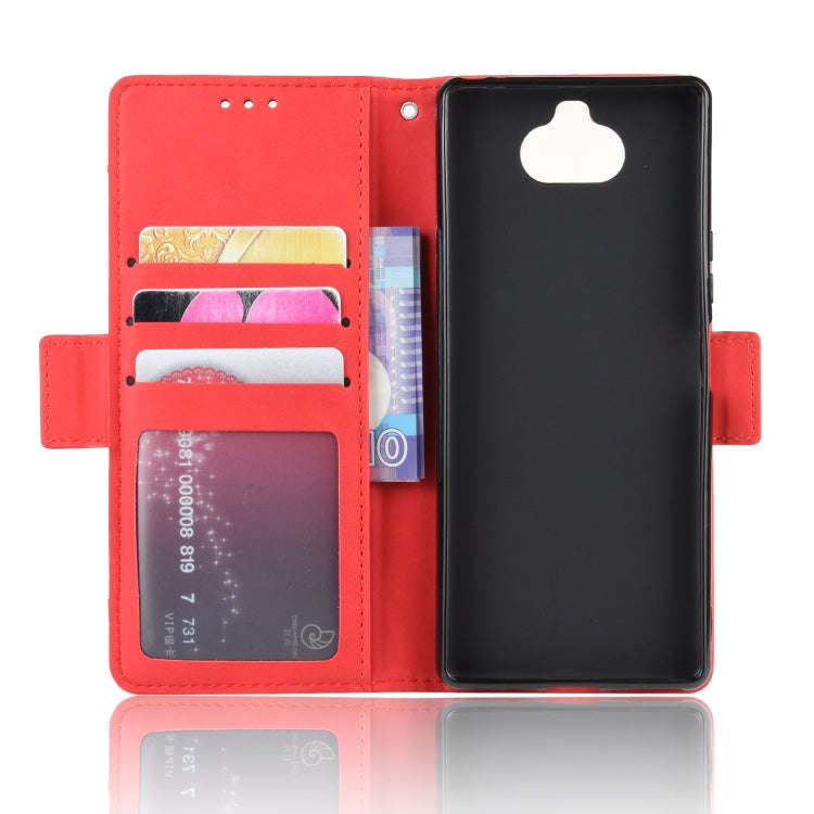 For Sony Xperia 8 Wallet Style Skin Feel Calf Pattern Leather Case with Separate Card Slot(Red)
