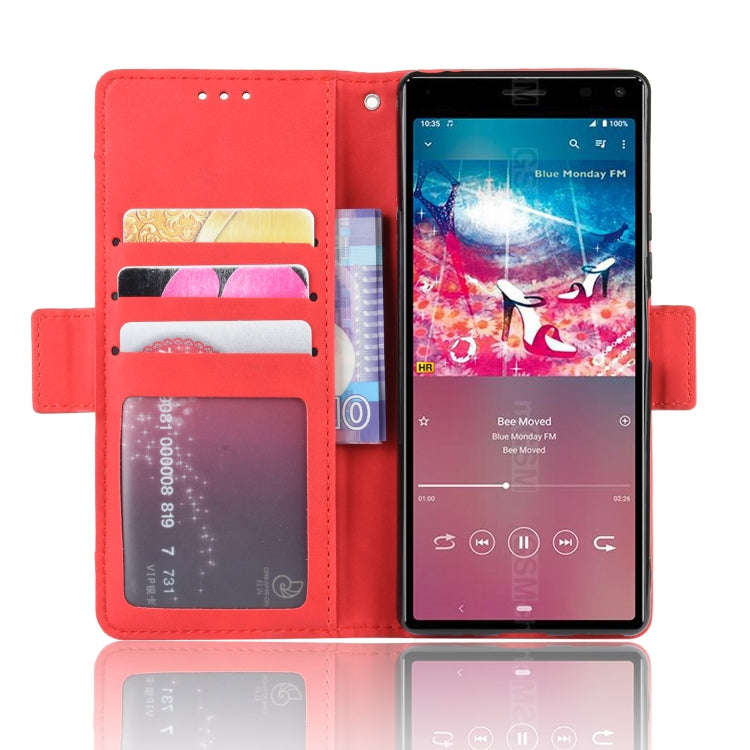 For Sony Xperia 8 Wallet Style Skin Feel Calf Pattern Leather Case with Separate Card Slot(Red)
