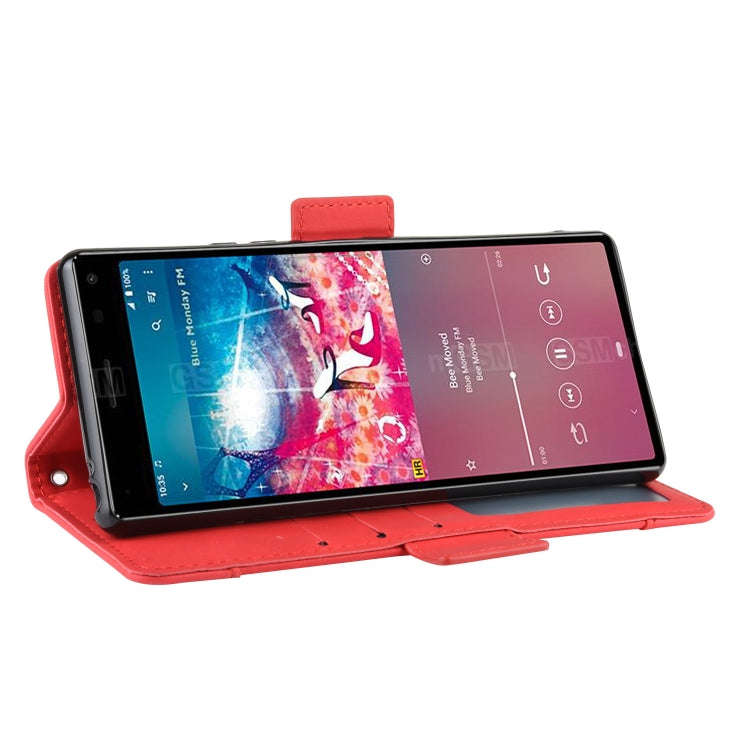 For Sony Xperia 8 Wallet Style Skin Feel Calf Pattern Leather Case with Separate Card Slot(Red)