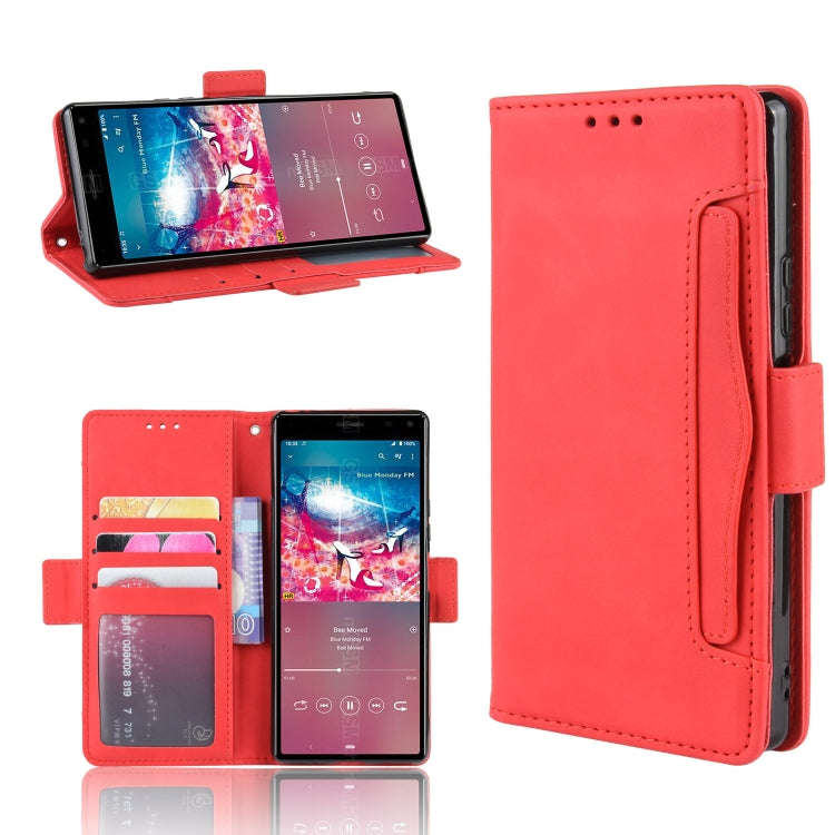 For Sony Xperia 8 Wallet Style Skin Feel Calf Pattern Leather Case with Separate Card Slot(Red)
