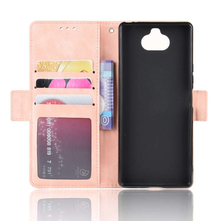 For Sony Xperia 8 Wallet Style Skin Feel Calf Pattern Leather Case with Separate Card Slot(Pink)