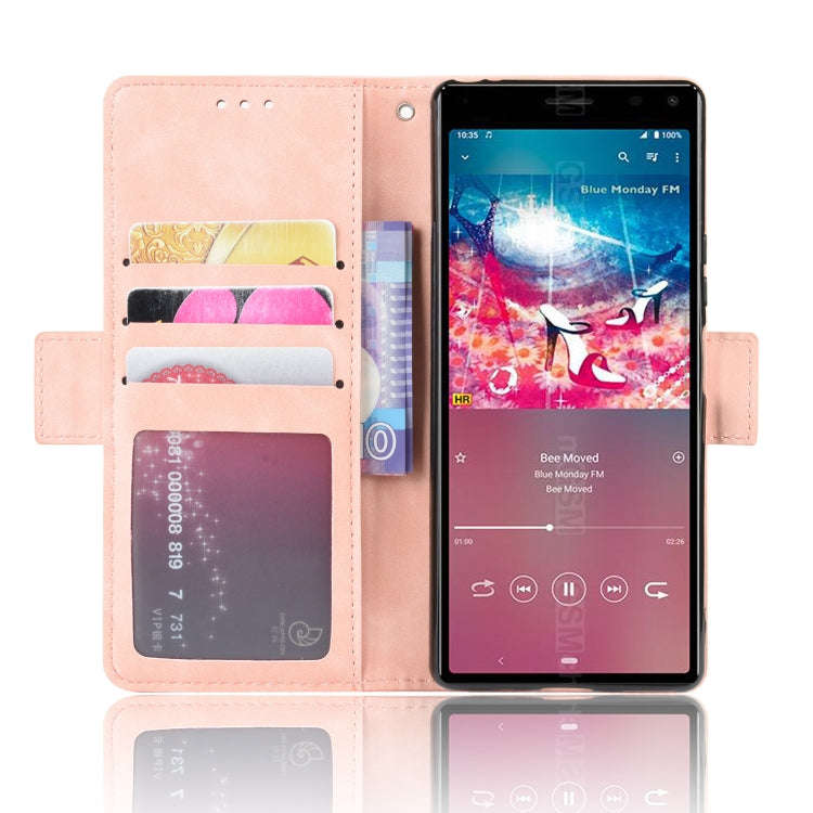 For Sony Xperia 8 Wallet Style Skin Feel Calf Pattern Leather Case with Separate Card Slot(Pink)