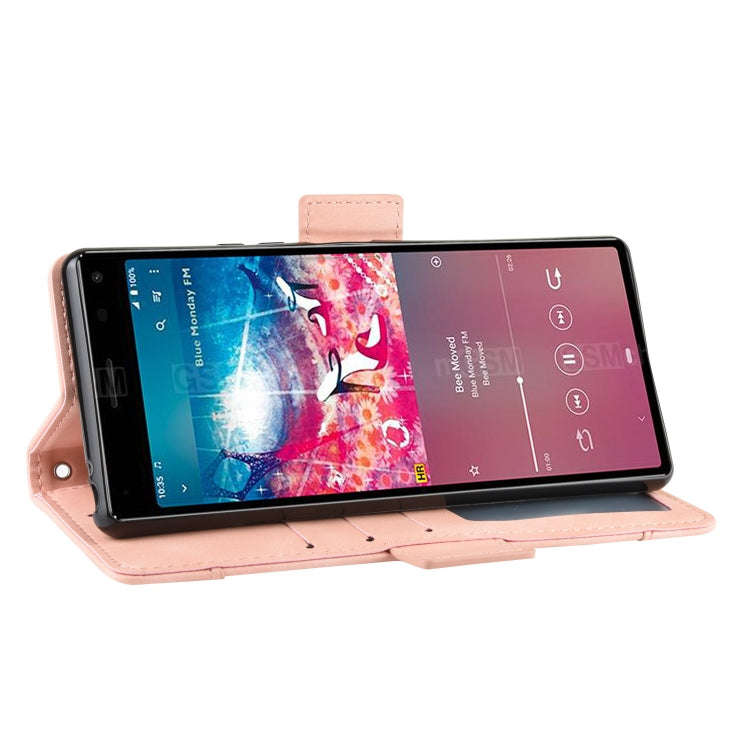 For Sony Xperia 8 Wallet Style Skin Feel Calf Pattern Leather Case with Separate Card Slot(Pink)