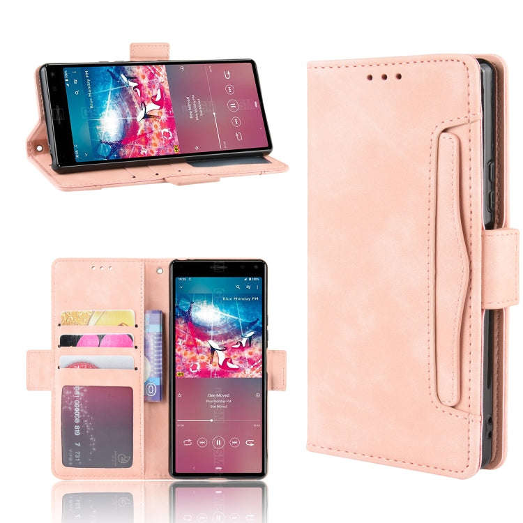 For Sony Xperia 8 Wallet Style Skin Feel Calf Pattern Leather Case with Separate Card Slot(Pink)