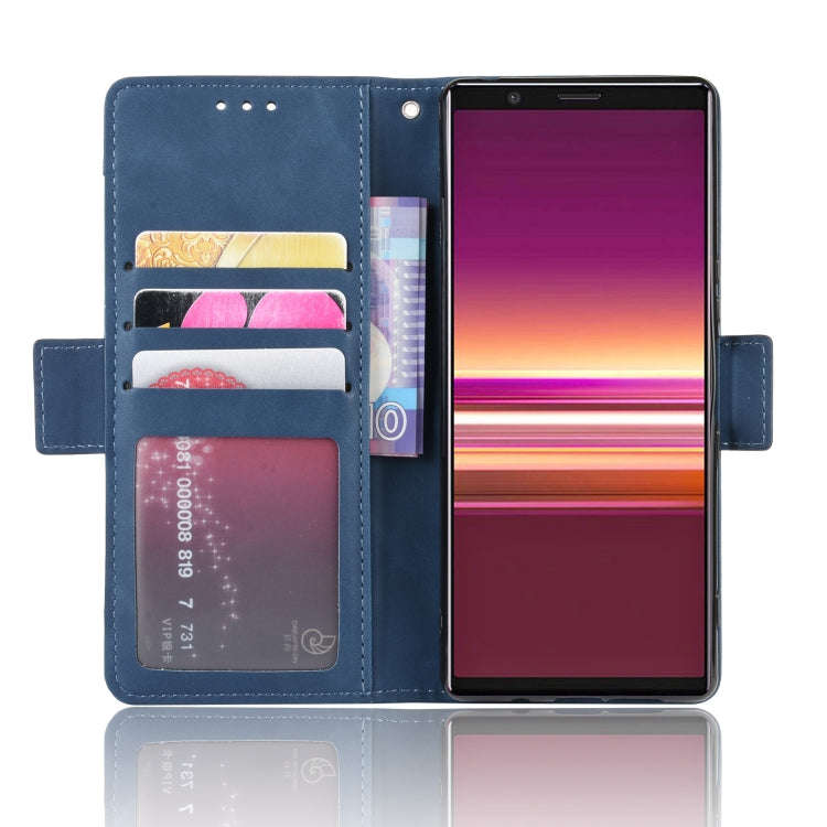For Sony Xperia 5 Wallet Style Skin Feel Calf Pattern Leather Case with Separate Card Slot(Blue)