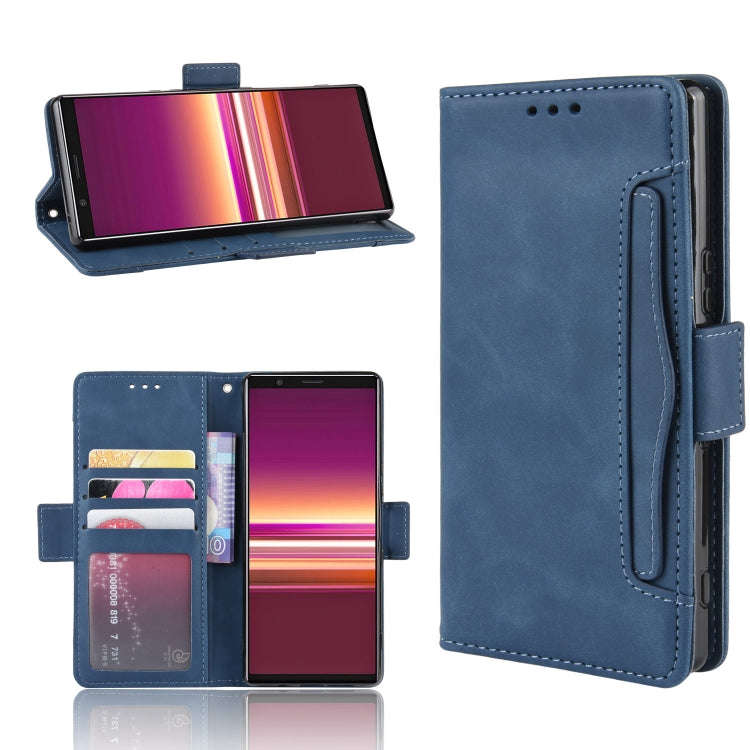 For Sony Xperia 5 Wallet Style Skin Feel Calf Pattern Leather Case with Separate Card Slot(Blue)